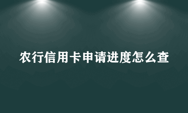 农行信用卡申请进度怎么查