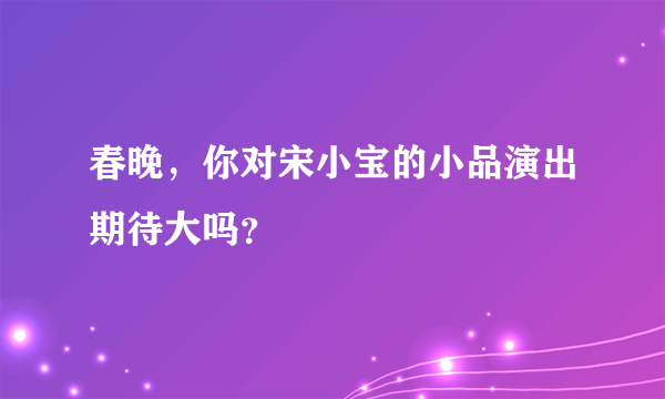 春晚，你对宋小宝的小品演出期待大吗？