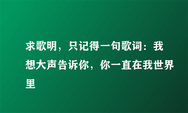 求歌明，只记得一句歌词：我想大声告诉你，你一直在我世界里