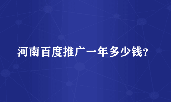 河南百度推广一年多少钱？