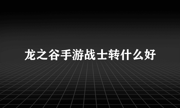 龙之谷手游战士转什么好