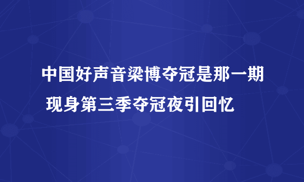 中国好声音梁博夺冠是那一期 现身第三季夺冠夜引回忆