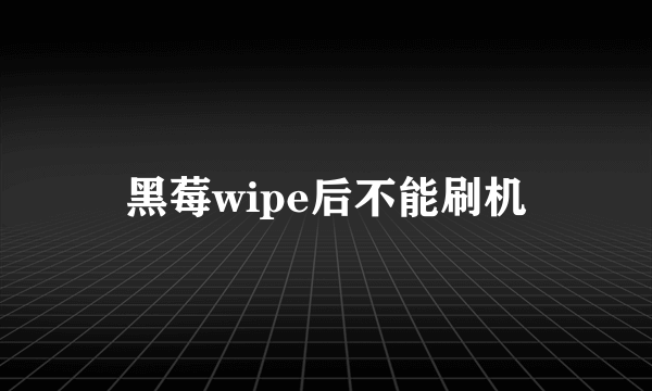 黑莓wipe后不能刷机