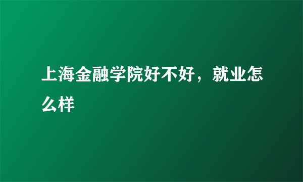 上海金融学院好不好，就业怎么样