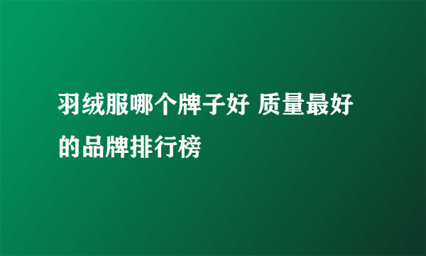 羽绒服哪个牌子好 质量最好的品牌排行榜