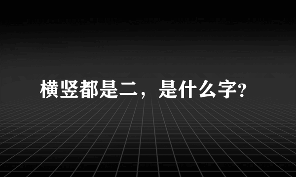 横竖都是二，是什么字？