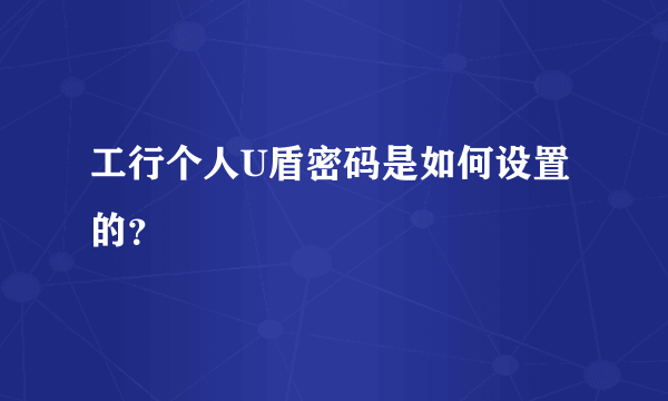 工行个人U盾密码是如何设置的？