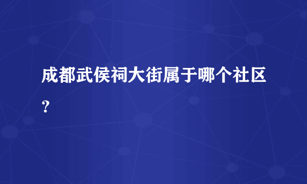 成都武侯祠大街属于哪个社区？