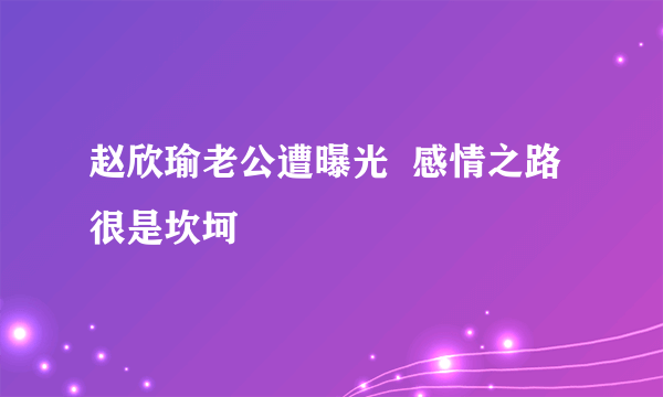 赵欣瑜老公遭曝光  感情之路很是坎坷