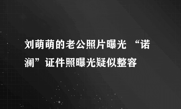 刘萌萌的老公照片曝光 “诺澜”证件照曝光疑似整容