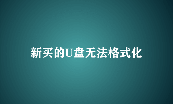 新买的U盘无法格式化