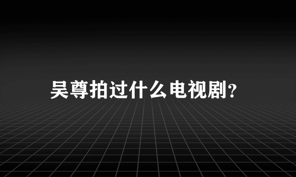 吴尊拍过什么电视剧？