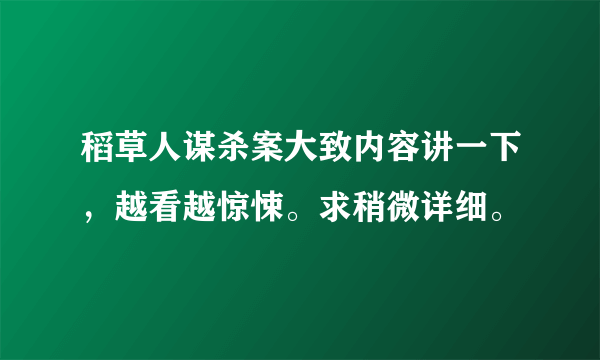 稻草人谋杀案大致内容讲一下，越看越惊悚。求稍微详细。