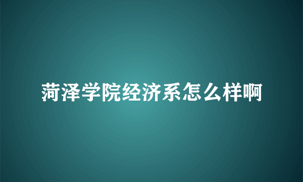 菏泽学院经济系怎么样啊