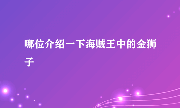 哪位介绍一下海贼王中的金狮子