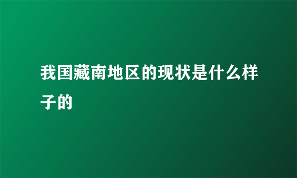 我国藏南地区的现状是什么样子的