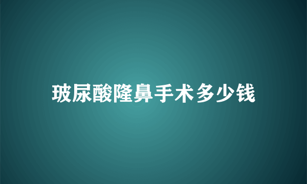 玻尿酸隆鼻手术多少钱