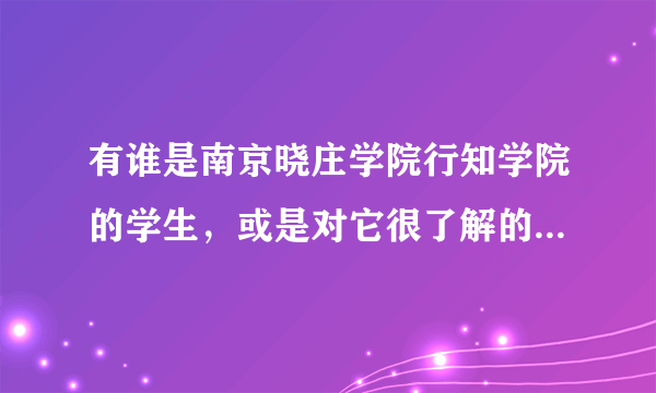 有谁是南京晓庄学院行知学院的学生，或是对它很了解的，可以跟我具体讲讲这个学校的各个方面吗？