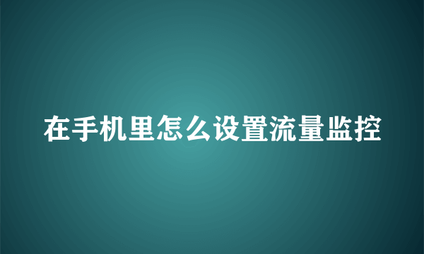 在手机里怎么设置流量监控