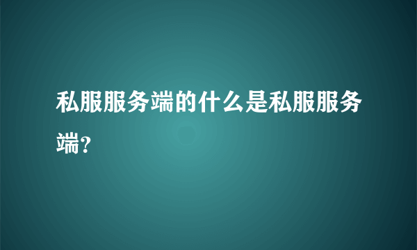 私服服务端的什么是私服服务端？