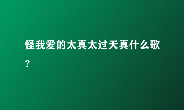 怪我爱的太真太过天真什么歌？