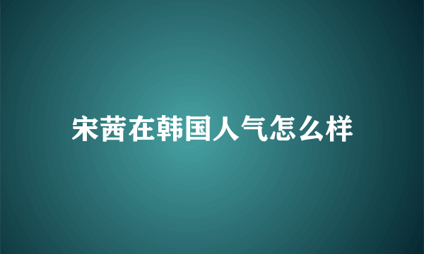 宋茜在韩国人气怎么样