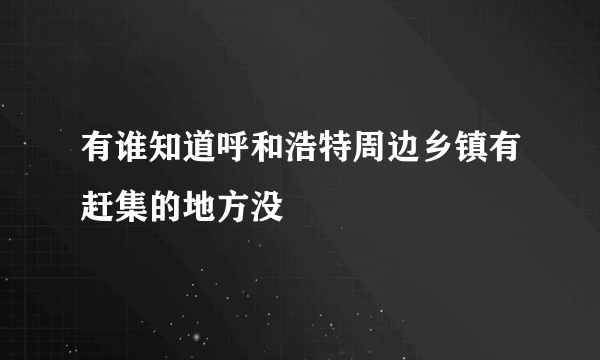 有谁知道呼和浩特周边乡镇有赶集的地方没