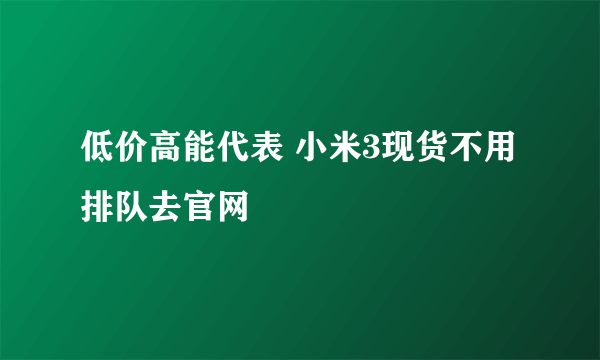 低价高能代表 小米3现货不用排队去官网