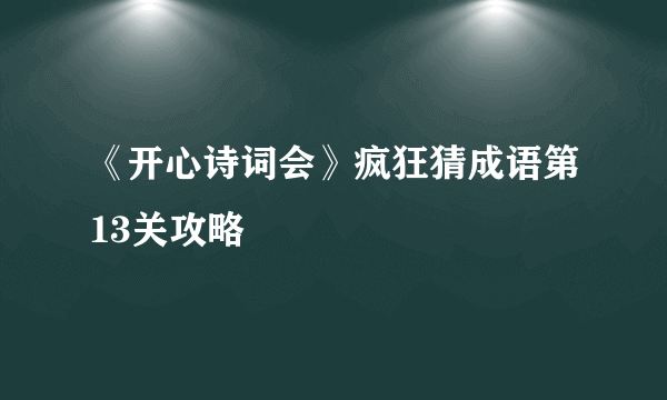 《开心诗词会》疯狂猜成语第13关攻略