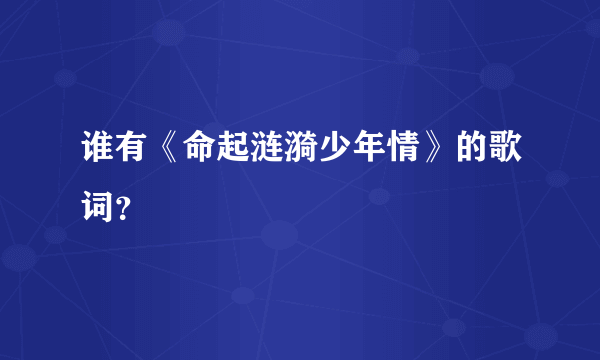 谁有《命起涟漪少年情》的歌词？