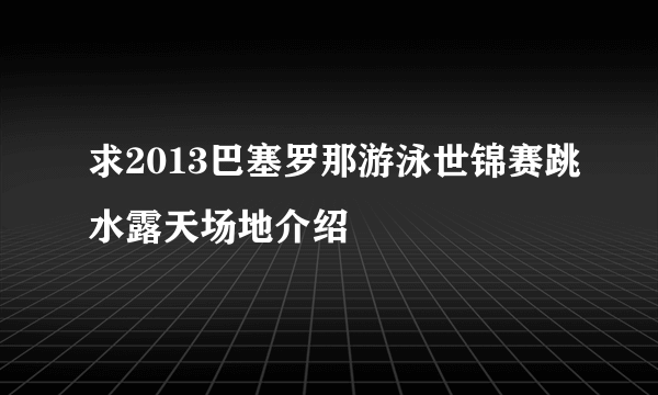 求2013巴塞罗那游泳世锦赛跳水露天场地介绍