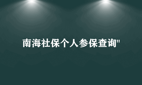 南海社保个人参保查询