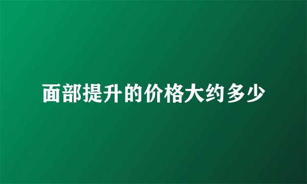 面部提升的价格大约多少