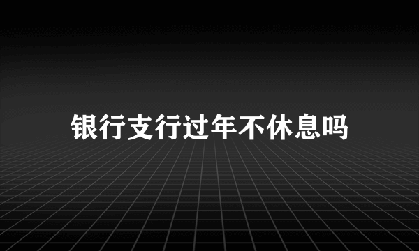 银行支行过年不休息吗