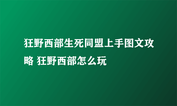 狂野西部生死同盟上手图文攻略 狂野西部怎么玩