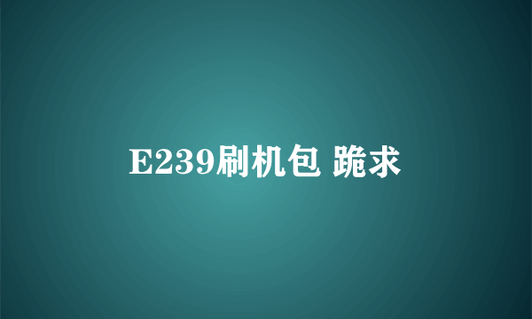 E239刷机包 跪求