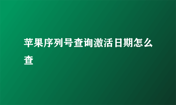 苹果序列号查询激活日期怎么查