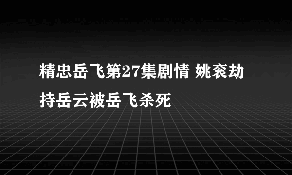 精忠岳飞第27集剧情 姚衮劫持岳云被岳飞杀死