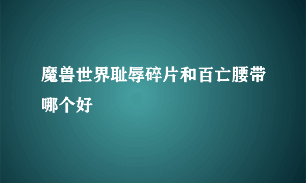 魔兽世界耻辱碎片和百亡腰带哪个好