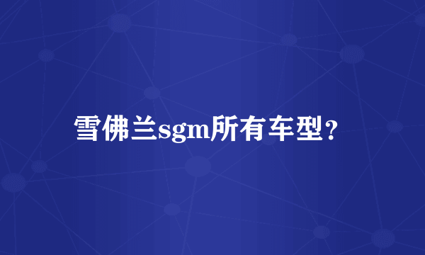 雪佛兰sgm所有车型？