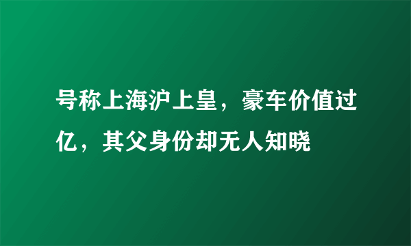 号称上海沪上皇，豪车价值过亿，其父身份却无人知晓