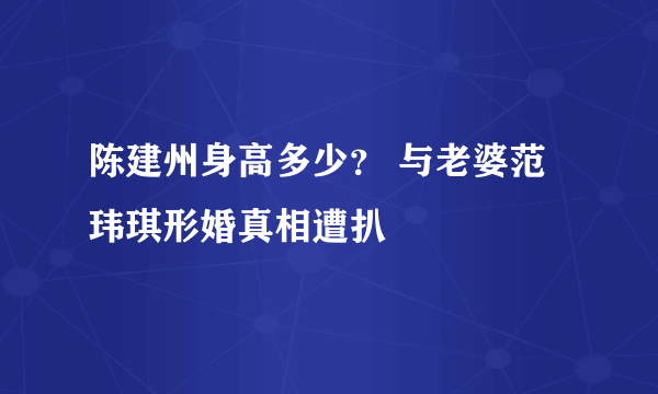 陈建州身高多少？ 与老婆范玮琪形婚真相遭扒