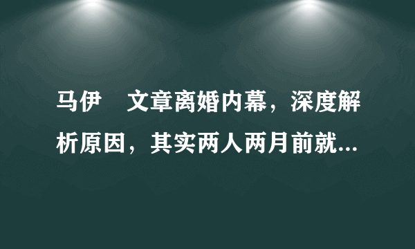 马伊琍文章离婚内幕，深度解析原因，其实两人两月前就和平离婚