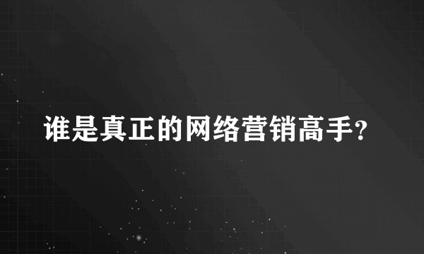 谁是真正的网络营销高手？