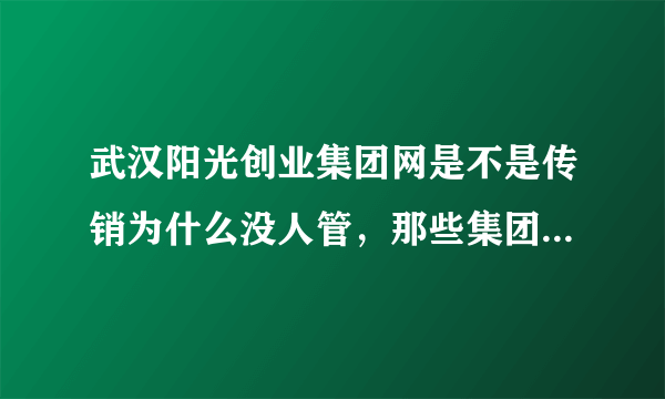 武汉阳光创业集团网是不是传销为什么没人管，那些集团网骗人，是中国联通户头