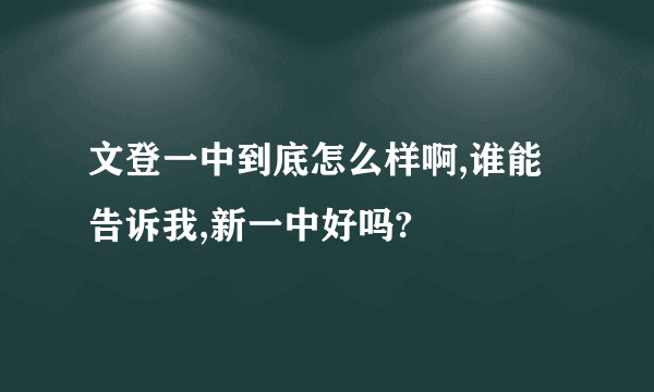 文登一中到底怎么样啊,谁能告诉我,新一中好吗?