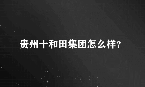 贵州十和田集团怎么样？