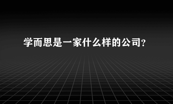 学而思是一家什么样的公司？