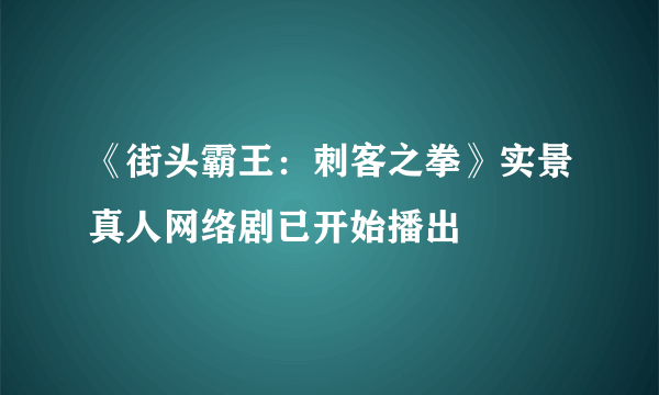 《街头霸王：刺客之拳》实景真人网络剧已开始播出