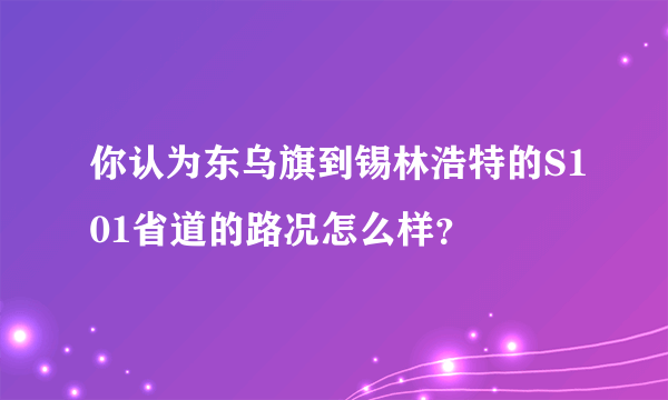 你认为东乌旗到锡林浩特的S101省道的路况怎么样？